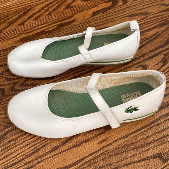 Lacoste Women’s 7.5 Ballerina Shoes Velcro Straps Gummy Toe Point - Picture 2 of 7